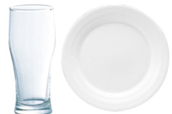 ガラスグラス・陶器皿セット